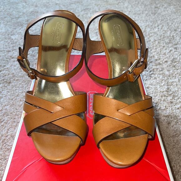 COACH Dani Vegan Leather Heels in Ginger - Size 8.5 - Picture 1 of 12
